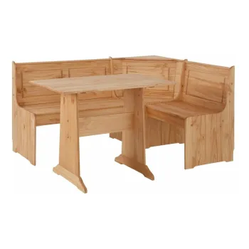 Set banca pe colt si masa din lemn masiv de pin Storaa Samantha imagine