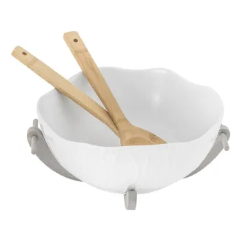 Set bol de salata din gresie ceramica si tacamuri din bambus Villa Altachiara Yin&Yang imagine
