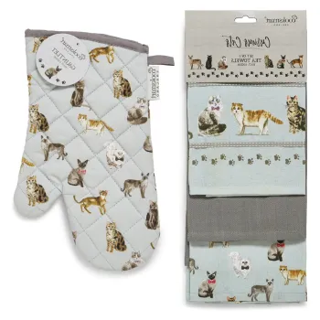 Set cu prosoape si manusa de bucatarie 4 buc. Curious Cats - Cooksmart (R) imagine