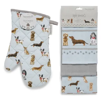 Set cu prosoape si manusa de bucatarie 4 buc. Curious Dogs - Cooksmart (R) imagine