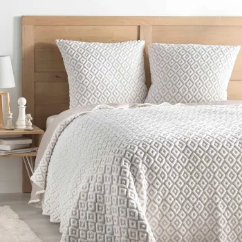 Set cuvertura si fata de perna alb/bej din jerseu 240x260 cm Joana - douceur d'interieur imagine