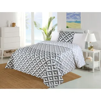 Set cuvertura si fata de perna alb/gri matlasat 140x220 cm Casilla - My House imagine