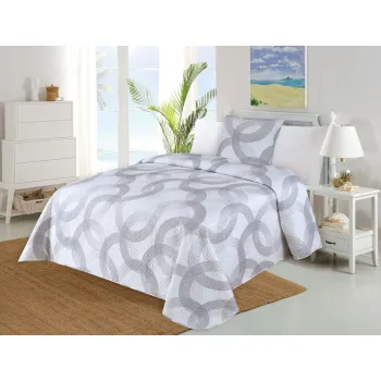 Set cuvertura si fata de perna alb/gri matlasat 140x220 cm Circulo - My House imagine