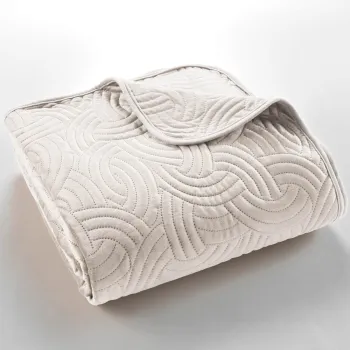 Set cuvertura si fata de perna crem din catifea 240x260 cm Solange - douceur d'interieur imagine