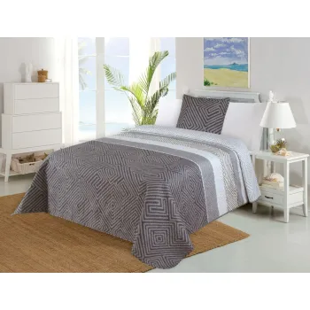 Set cuvertura si fata de perna gri matlasat 140x220 cm Plaza - My House imagine