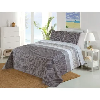 Set cuvertura si fata de perna gri matlasat 220x240 cm Plaza - My House imagine