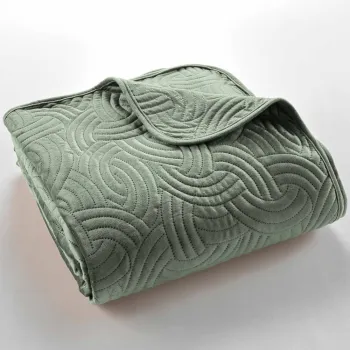 Set cuvertura si fata de perna verde din catifea 220x240 cm Solange - douceur d'interieur imagine