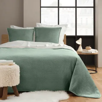Set cuvertura si fata de perna verde din sherpa 220x240 cm Mylene - douceur d'interieur imagine