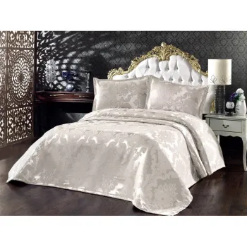 Set cuvertura si fete de perna crem din bumbac 240x260 cm Beste - Mijolnir imagine