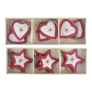 Set de 12 decoratiuni suspendate in forma de inima si stea Ego Dekor imagine
