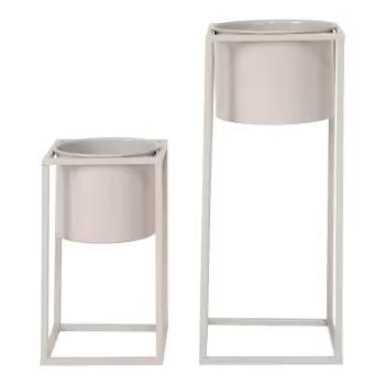 Set de 2 ghivece metalice House Nordic Marla, bej imagine