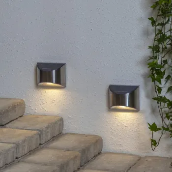 Set de 2 lampi de perete solare cu LED-uri din otel inoxidabil Star Trading Wally, inaltime 8 cm imagine