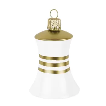 Set de 3 decoratiuni de Craciun din sticla in forma de clopot Ego Dekor, alb-auriu imagine