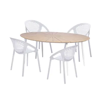 Set de 4 scaune albe Jaanna si masa Marienlist - Bonami Essentials imagine