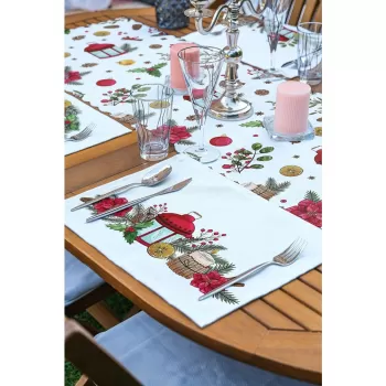 Set de Craciun de 4 suporturi de farfurie si un napron 140x45 cm American Servis - Mila Home imagine