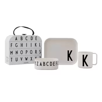 Set de luat masa pentru copii din 3 piese cu valiza Design Letters Classics K imagine
