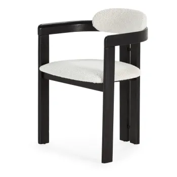 Set de scaune de sufragerie alb/negru cu cotiere 2 buc. tapitat Eiden - MOME imagine