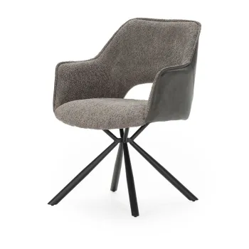 Set de scaune de sufragerie gri cu cotiere 2 buc. tapitat Mariel - Marckeric imagine