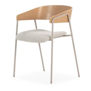 Set de scaune de sufragerie gri deschis/in culoare naturala cu cotiere 2 buc. tapitat Cora - MOME imagine