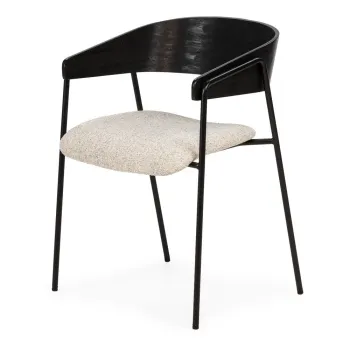 Set de scaune de sufragerie negru/bej cu cotiere 2 buc. tapitat Cora - MOME imagine