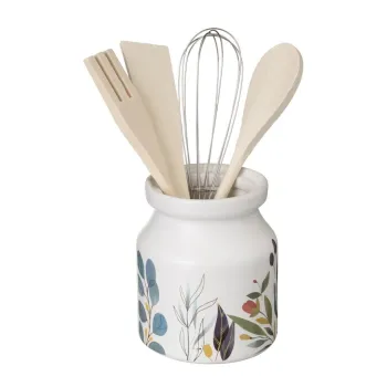 Set de ustensile de bucatarie din lemn cu suport 4 buc. Berries - Casa Seleccion imagine