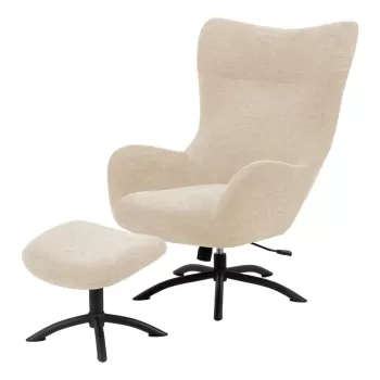 Set fotoliu si taburet Actona Talgarth, alb - crem imagine