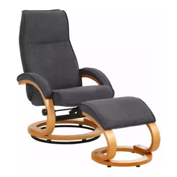 Set fotoliu si taburet cu tapiterie textila Storaa Rika, gri imagine