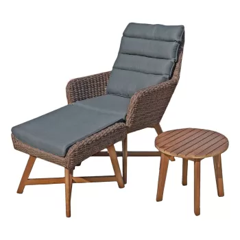 Set fotoliu, taburet si masuta de gradina maro Caliva - Garden Pleasure imagine