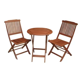 Set masa si 2 scaune din lemn de eucalipt pentru balcon Prague - Garden Pleasure imagine