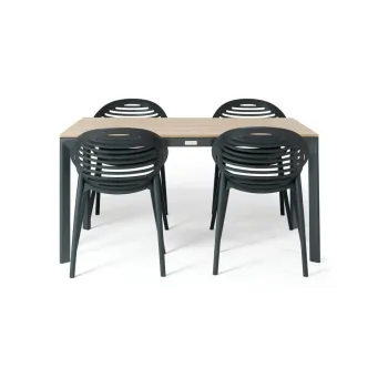 Set mobilier de gradina pentru 4 persoane cu scaune negre Joanna si masa Thor, 147 x 90 cm imagine