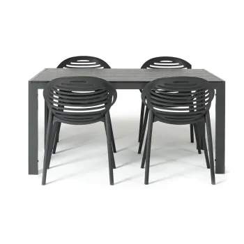 Set mobilier de gradina pentru 4 persoane cu scaune negre Joanna si masa Viking, 90 x 150 cm imagine