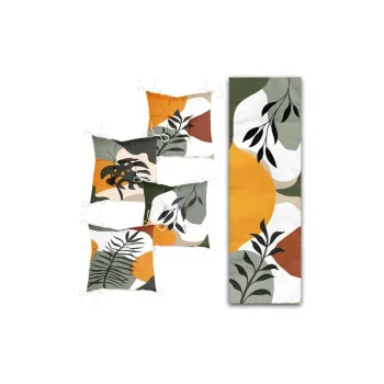 Set napron de masa si perne de scaun 5 buc. Illustrated Autumn - Mila Home imagine