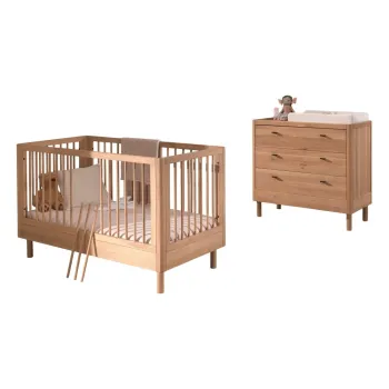 Seturi de mobila pentru copii 2 buc. din lemn de stejar Forrest - Vipack imagine