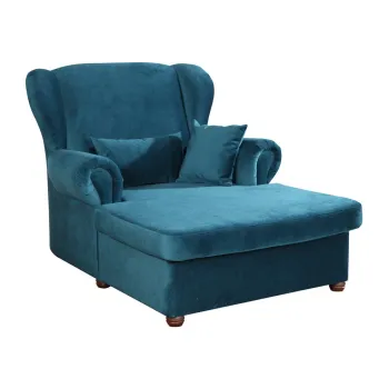 Sezlong albastru cu tapiterie din catifea Lord - Ropez imagine