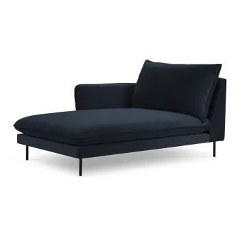 Sezlong albastru inchis cu tapiterie din catifea (cu coltar pe partea dreapta) Vienna - Cosmopolitan Design imagine