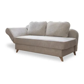 Sezlong bej cu tapiterie din catifea reiata (cu colt pe partea dreapta) Chic Charlotte - Miuform imagine