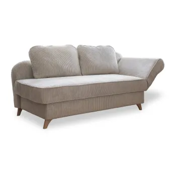 Sezlong bej cu tapiterie din catifea reiata (cu colt pe partea stanga) Chic Charlotte - Miuform imagine