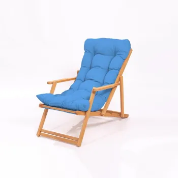Sezlong de gradina albastru/natural din lemn - Floriane Garden imagine