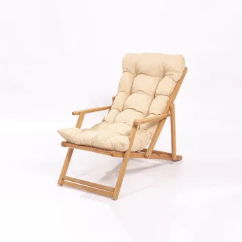 Sezlong de gradina crem/natural din lemn - Floriane Garden imagine