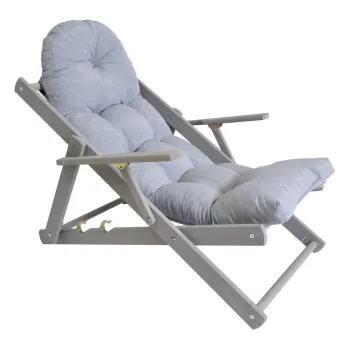 Sezlong de gradina gri din lemn pliabil Borneo - Rojaplast imagine