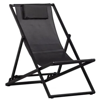 Sezlong de gradina negru din metal pliabil Esper - Exotan imagine