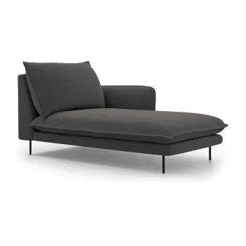 Sezlong divan cu cotiera pe partea stanga Cosmopolitan Design Vienna, gri inchis imagine