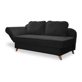 Sezlong gri antracit cu tapiterie din catifea reiata (cu colt pe partea dreapta) Chic Charlotte - Miuform imagine