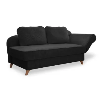 Sezlong gri antracit cu tapiterie din catifea reiata (cu colt pe partea stanga) Chic Charlotte - Miuform imagine