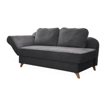 Sezlong gri cu tapiterie din catifea reiata (cu colt pe partea dreapta) Chic Charlotte - Miuform imagine