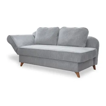 Sezlong gri deschis cu tapiterie din catifea reiata (cu colt pe partea dreapta) Chic Charlotte - Miuform imagine