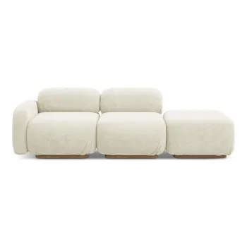 Sezlong modular crem cu tapiterie din tesatura boucle (cu colt pe partea stanga) Ailani - Makamii imagine