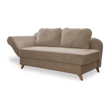 Sezlong taupe cu tapiterie din catifea reiata (cu colt pe partea dreapta) Chic Charlotte - Miuform imagine