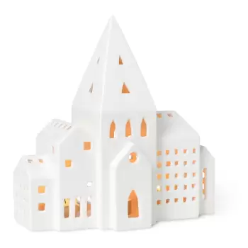 Sfesnic alb de Craciun din ceramica Kahler Design Urbania Lighthouse City imagine