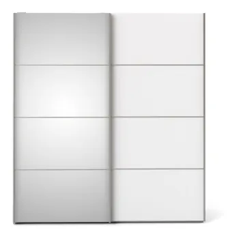 Sifonier cu oglinda si usi glisante Tvilum Verona, 182x202 cm, alb imagine